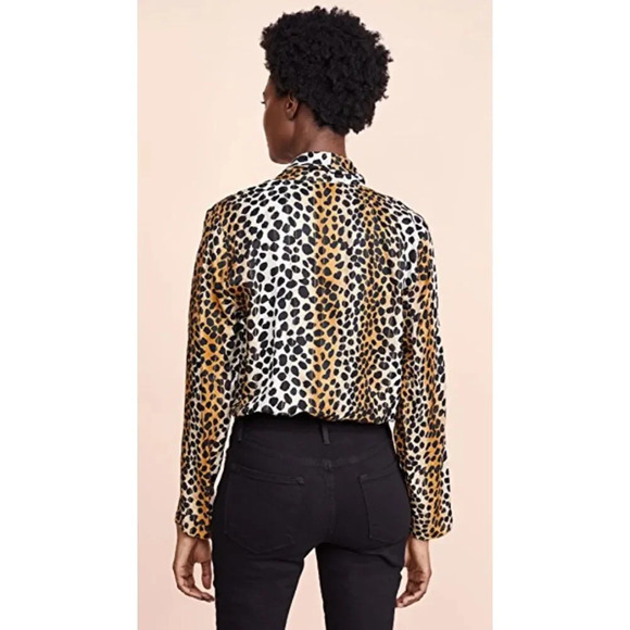 RIXO LONDON Avril Wrap effect Metallic Leopard print Bodysuit - Picture 7 of 8